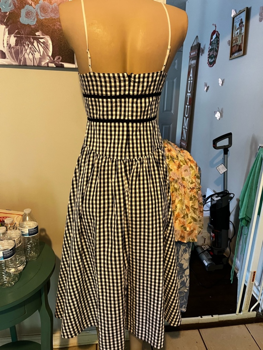 For Love and Lemons Black and White Gingham Spaghetti Strap Dress - Picture 4 of 8